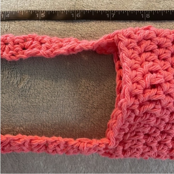 Handmade Water Bottle Tote Bag Cotton Crossbody Crochet Coral Dragonfly Present - Picture 11 of 17